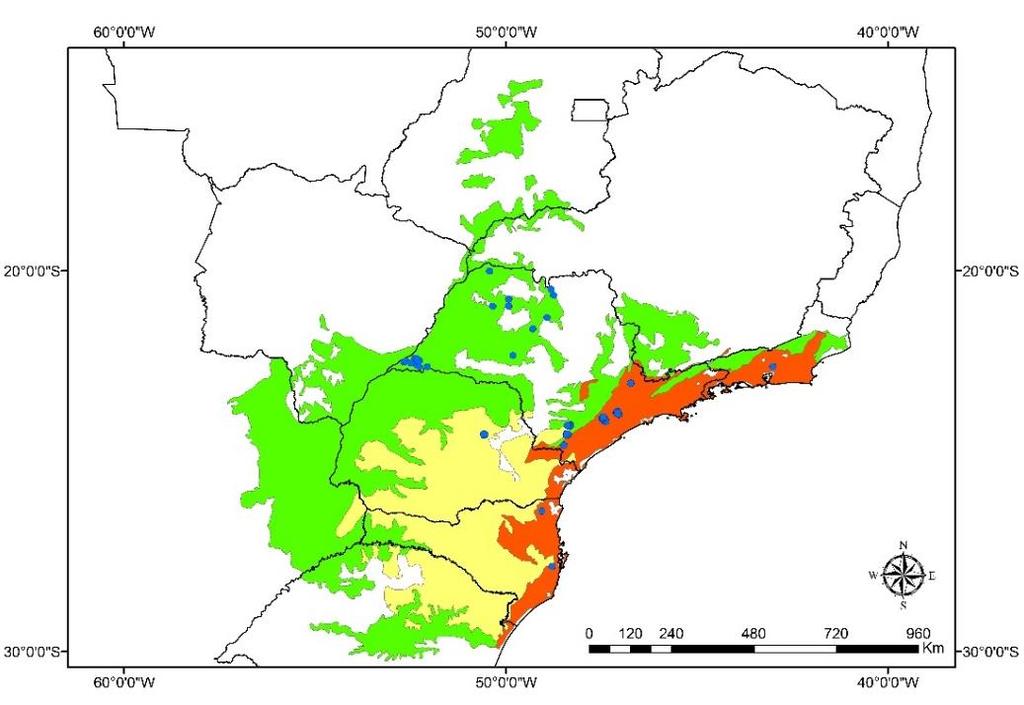 MATERIAL AND METHODS This study was conducted in Atlantic Forest ecoregions of Alto Paraná, Mata de Araucárias and Serra do Mar (Fig. 1).