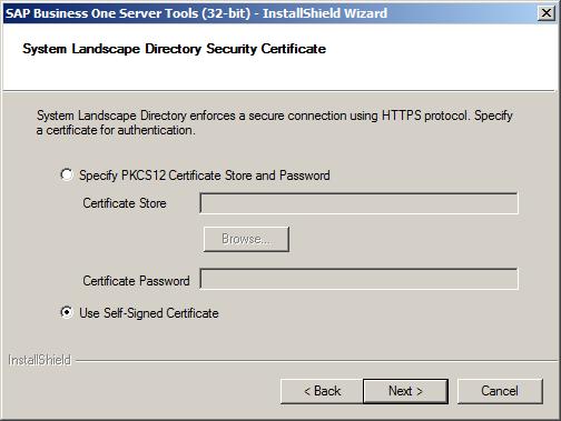 11. In the System Landscape Directory Database Configuration window, specify the following: o Database Server Enter the name of the database server on which you want to install the SLD database.