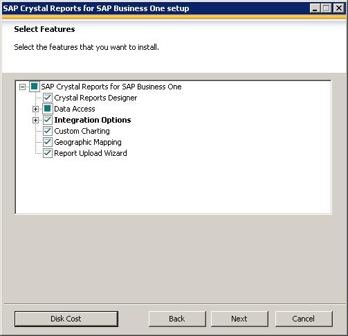 2. In the Web Update Service Option window, to disable automatic checking for updates to SAP Crystal Reports for SAP Business One, select the Disable Web Update Service checkbox.