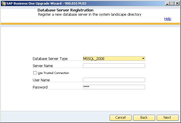 6. In the Database Selection window, select the