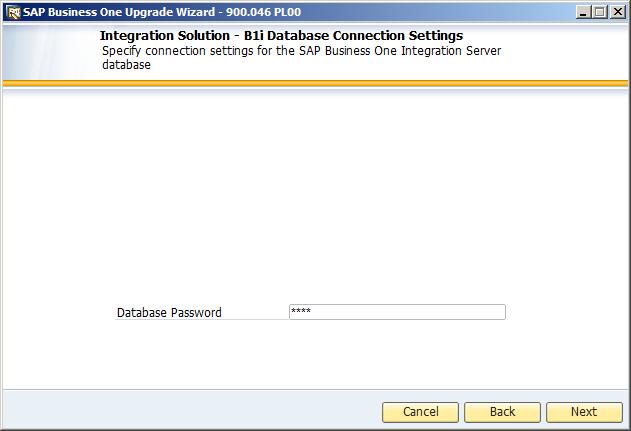 To enable the wizard to upgrade the integration solution database, enter the database password. 14.