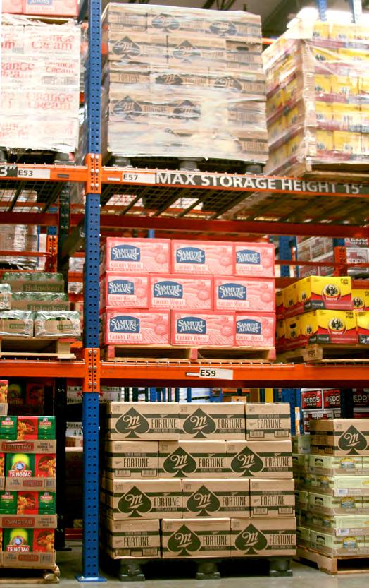 Static Storage Systems Static rack in a beverage warehouse is effective for both pick and reserve in the pick path for products that have lower velocity than typical bulk stack lanes.