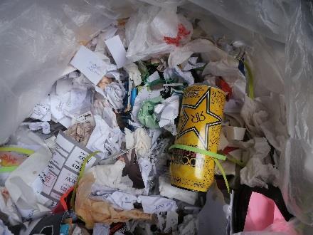 Several rolls of partially used paper towels were observed in the landfill-bound materials stream, suggesting opportunities