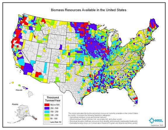 9 The National Renewable Energy Laboratory created a report entitled, A Geographic Perspective on the Current Biomass Resource Availability in the United States, which looked into various forms of