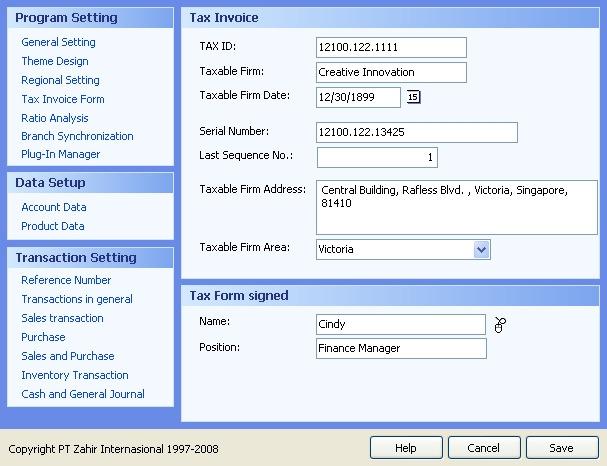 You have to fill some items so that the program will display the Invoice and Tax automatically.