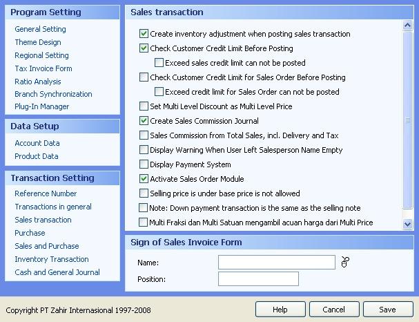 Create Inventory Adjustment When Posting Sales Transaction: give a checkmark on this check box to determine if the program automatically creates COGS journal on sold goods every time you make sales