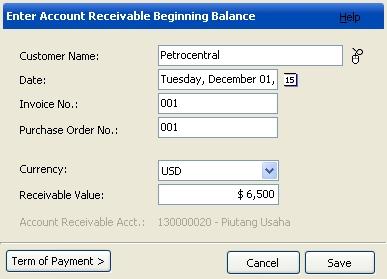 B. Accounts Receivable Beginning Balance As Account Beginning Balance, accounts receivable beginning balance will help you to fill in outstanding accounts receivable balance without making sales
