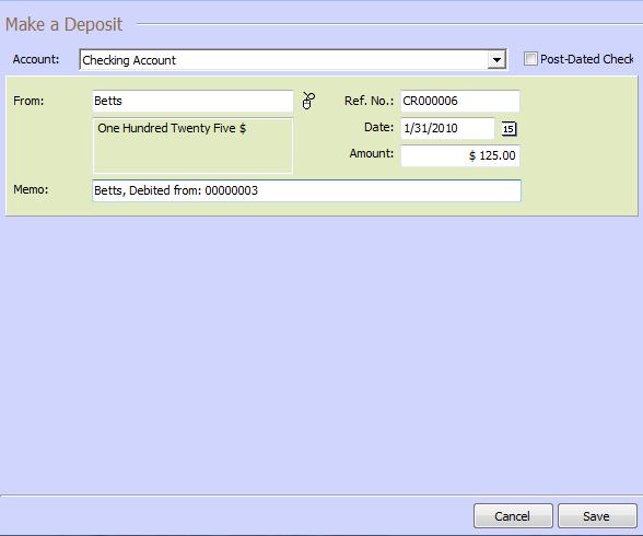 If you ask to return in cash, the program will display the journal window as follows: Zahir Accounting Enterprise program will fill the journal automatically.