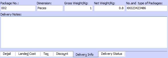 This Delivery Information Tab will only appear if the Delivery Information Facility on program setup is activated. Press Delivery Status tab to input the delivery information on received goods.