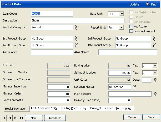 A. Creating New Inventory Data Press New button on Inventory List Window to display the new data registration window. Fill any information needed.