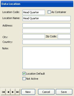Fill any needed data or, at least, fill the warehouse code and warehouse name. if you have filled any data needed, click Save button. 3.2.