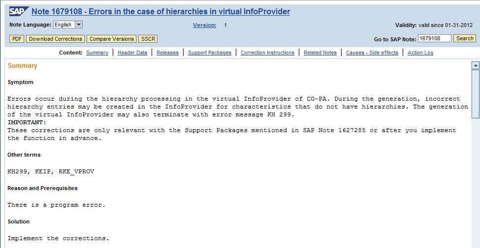 hierarchies in Virtual InfoProvider SAP Note 1709531 KEIP Error R7