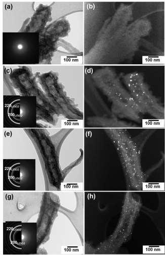 The role of inner and/or outer coating layer and the influence on cycling performance can be explained by TEM and SEM analysis of the post cycled nanotubes. These results are shown in Figure 4.
