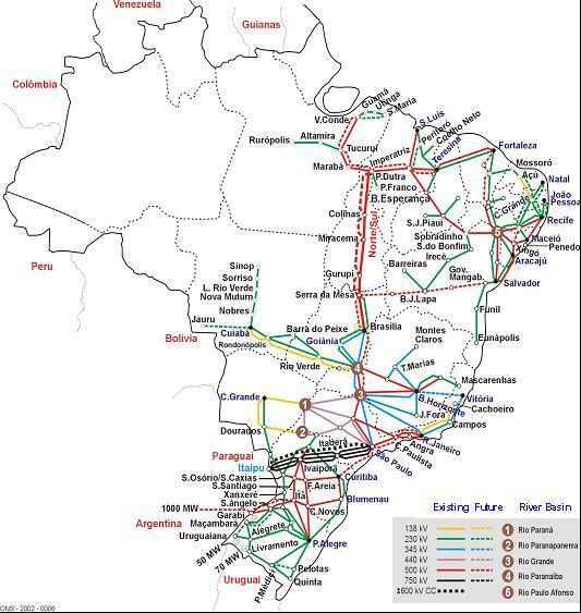 Brazil: transmission system Transmission is an important factor for the integration of hydro power production Country is interconnected by