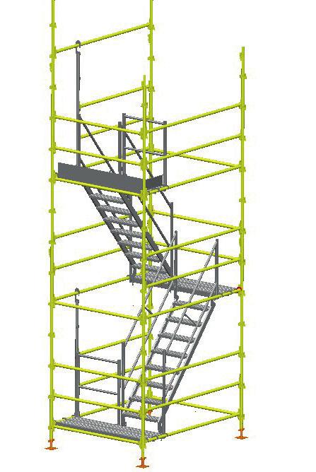 One Bay Stair Tower used in conjunction with Kwikstage System Scaffolding and designed to conform to all current British and European Standards.