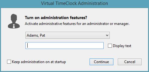Virtual TimeClock Administrator Quick Reference Virtual TimeClock 15 Network Edition Your time clock program consists of a user status window and an administration window.