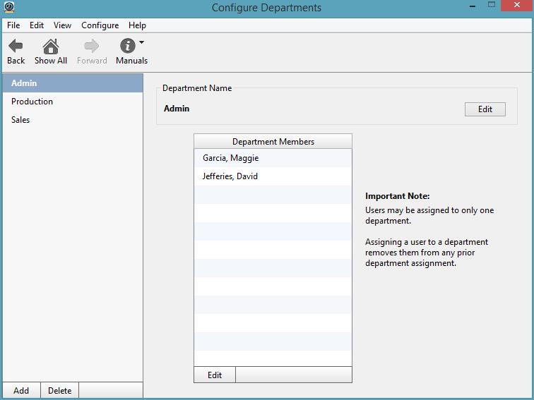 Departments Departments allow users to be grouped by role, shift, or location so you can run reports for labor costing and productivity analysis.