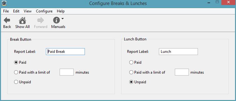 Breaks & Lunches Going on break or taking a lunch automatically records a stop time for the existing activity.