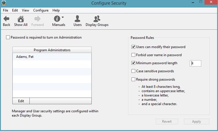 Security Password protecting administrative features will prevent employees from editing their own timecards, overriding shift restrictions, and