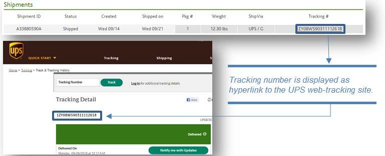 How to track your order through Vision Step 6: For batch orders that have shipped, the number of packages, package weight, shipping method and tracking number will be displayed.