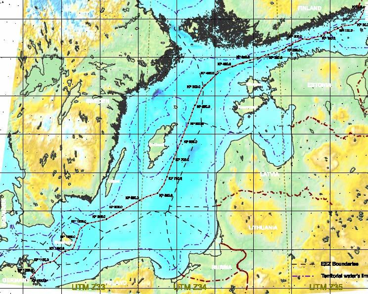 Main pipeline route features Very uneven seabed, with rocky outcrops alternated