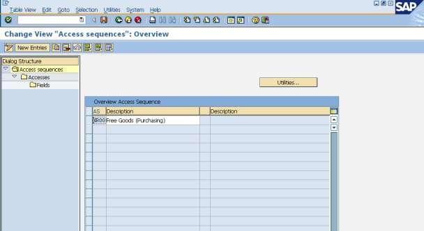 Maintain Access Sequence You group together all the free goods types that are to be taken into account by the system in