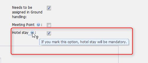This option called Hotel stay is used to assign a hotel as the meeting point.