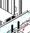 the StiffWall system runs through corrugated metal deck floor slab,
