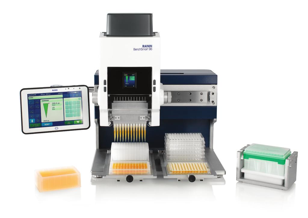 BenchSmart 96 Benefits of the BenchSmart 96 include: Multiple volume ranges three heads to accommodate pipetting from 0.5 to 1,000 µl. Convenience interchangeable heads allow for bench-space savings.