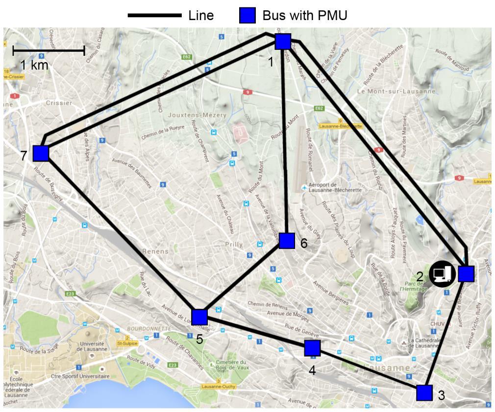 Real-Time State Estimation via PMUs The SiL case study (network operator of the city of Lausanne) Owner: Services industriels de Lausanne (SiL) Location: Lausanne, Switzerland Size: 7 buses Nominal