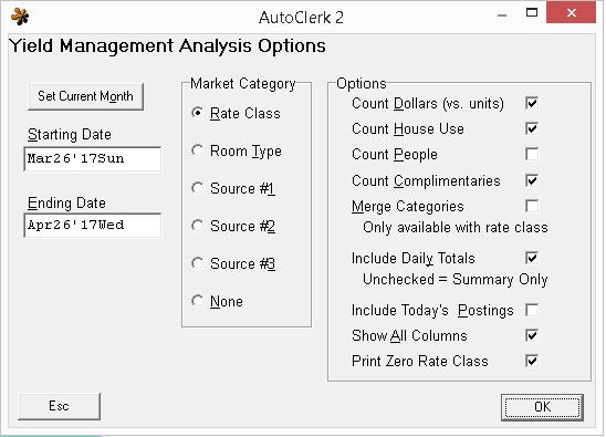 3. Yield Management Yield Management Analysis Report allows the user to combine data from the past, present and future to get a complete view of room revenue on the books. 1.