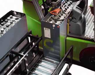 Lateral battery exchange For multi-shift operations, lateral battery extraction allows quick and easy battery change, optimising the truck s productivity and the profitability of your business.