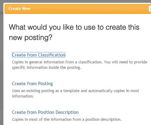 4. A pop up will appear asking, What would you like to use to create this new posting?