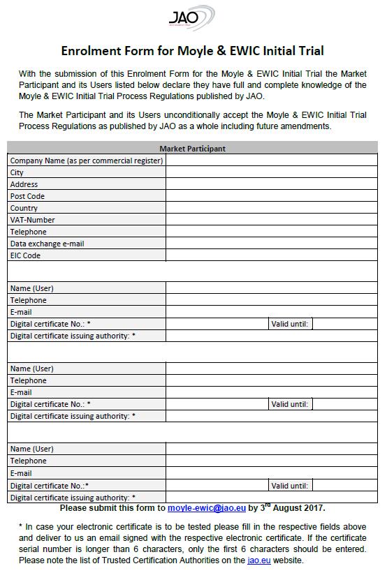 Appendix A: Initial trial enrolment form Below is the enrolment form that applies for the Moyle & EWIC initial trial.