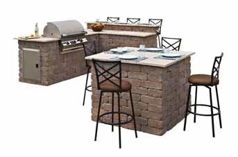 Rustic Wall Stone L-Shaped Barbecue with Optional Bar Riser Material used: 245 - Rustic Wall Stone (260 - for optional bar) oncrete adhesive (approximately seventeen tubes using two 1/4 beads of glue