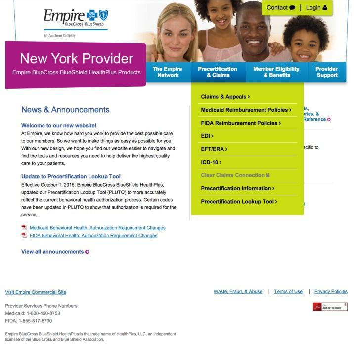 Empire BlueCross BlueShield HealthPlus Page 2 of 6 This is the main page from which you can access all the latest resources for Medicaid members and FIDA participants health care services.