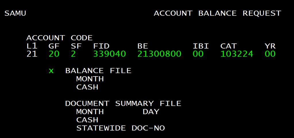 FLAIR Account Balance SA Example (Trust Fund) This