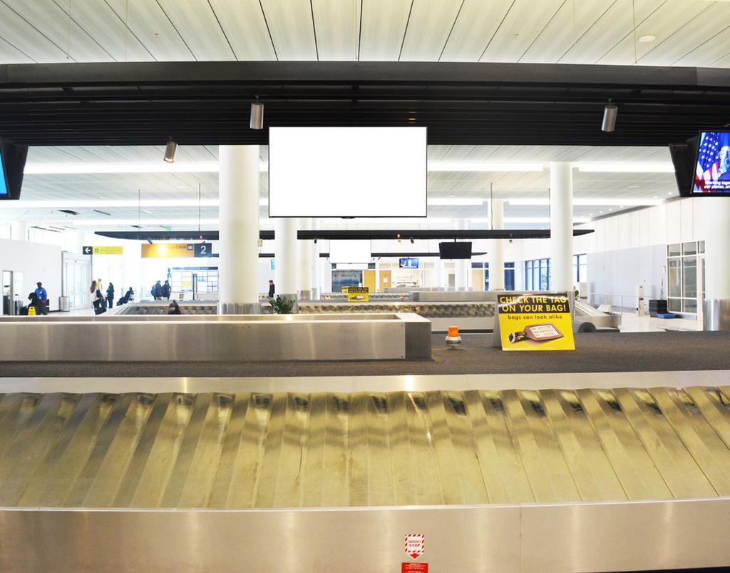 ADVERTISING OPPORTUNITIES Baggage Claim Digital Carousels Reach arriving passengers with this high-end digital advertising option in an extremely high dwelling area.