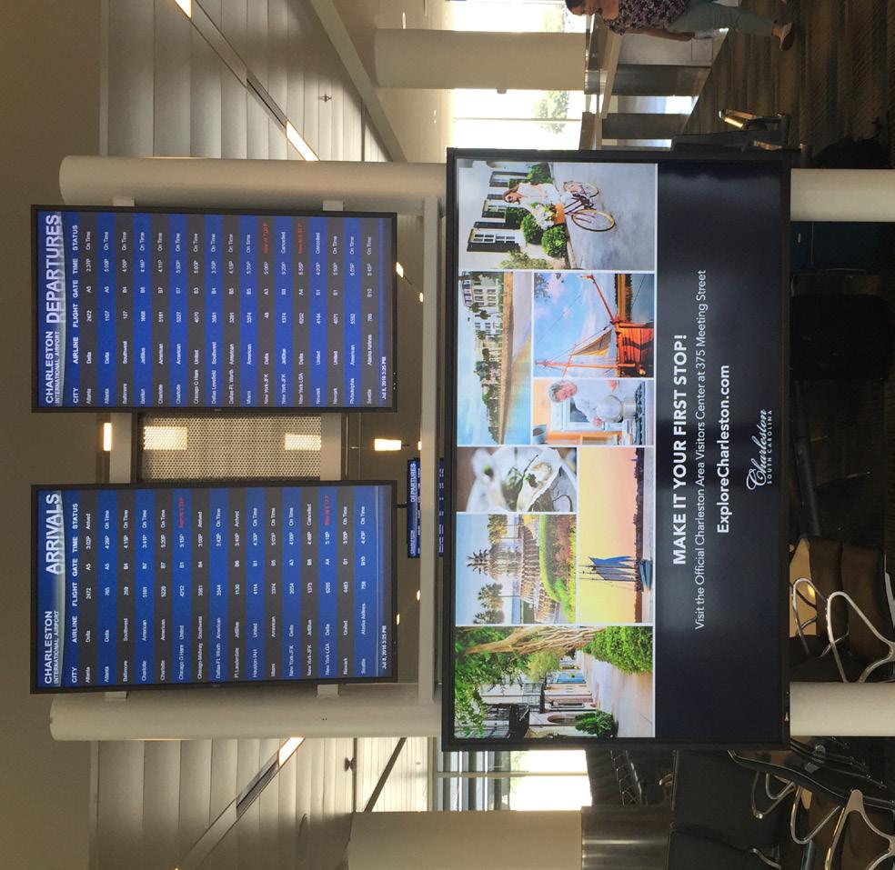 Two screens are mounted to the top of each baggage carousel and offer a great opportunity for local businesses to act as airport ambassadors to visitors and residents alike.