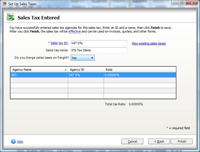 Click Next Enter Sales Tax agency ID ( IRD), (IRD2) Enter Sales Tax agency name ( Inland Revenue Department) Select How