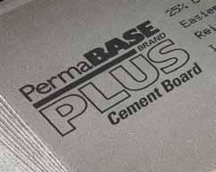 PermaBase PLUS Cement Board is a lightweight, rigid substrate made of Portland cement, aggregate and fiberglass mesh.