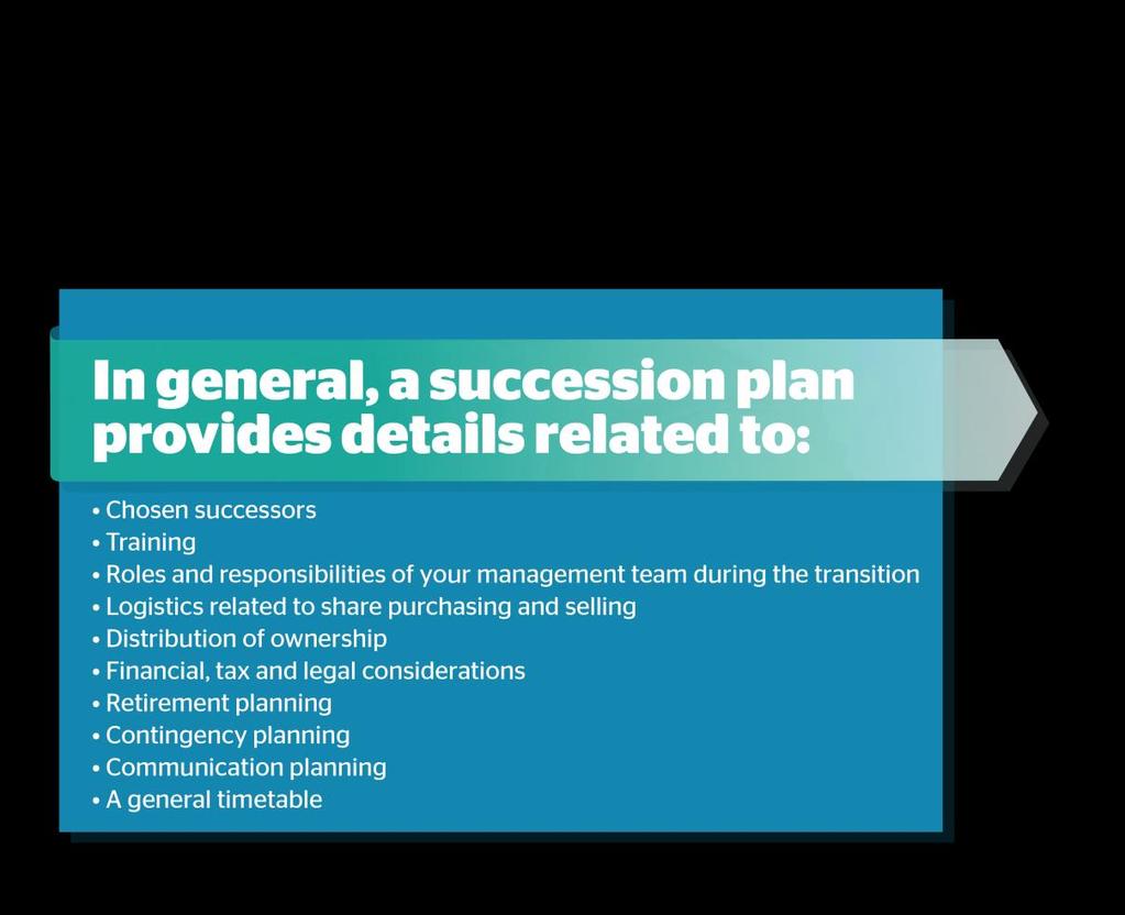 Overview of Succession Planning The Basics A succession plan is essentially an in-depth roadmap, explaining how and when leadership responsibilities will be transferred once an owner, CEO or other