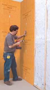 Depending on the condition of the existing wall areas, KERDI- BOARD can be either fully embedded in thin-set mortar or spot-bonded.