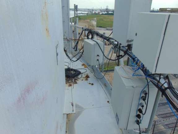 Photo shows the antenna system located on top of the tank.