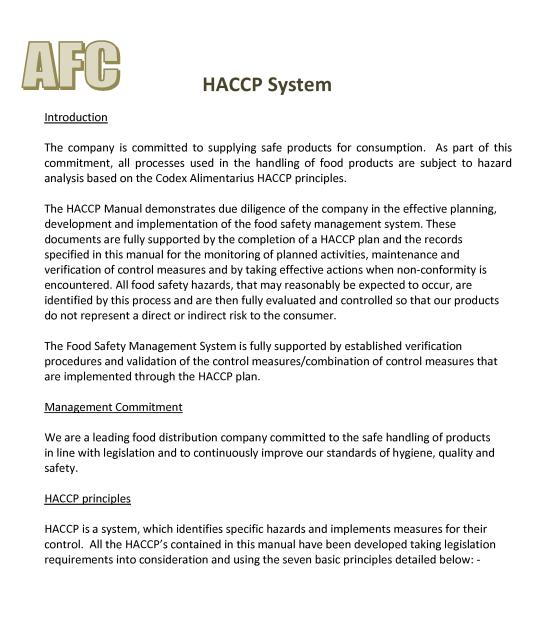 HM 27 HACCP Definitions HM 28 HACCP
