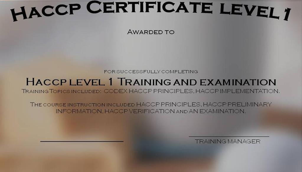 Training Software The interactive and illustrated PowerPoint HACCP training presentation is supplied with training