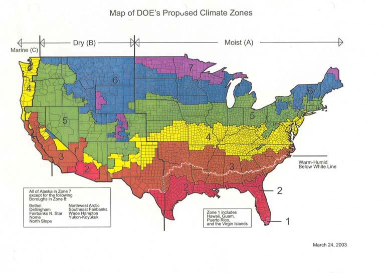 2 Building Science Digest 102 Map 1: DOE s Climate Zones The amount of attic cavity ventilation is specified by numerous ratios of free vent area to insulated ceiling area ranging from 1:150 to 1:600