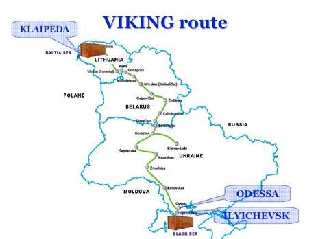 Viking train Cooperation between operators, railroads and freight forwarders of Lithuania, Belarus and Ukraine now joined by Bulgaria, Moldova and Turkey. Travels the distance of 1 734 km.