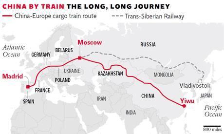 From China to Spain and back - 13000 kilometres from Yiwu to Madrid - through Kazakhstan, Russia, Belarus, Poland, Germany and France - 30 containers carrying 1,400 tonnes of cargo - the journey was
