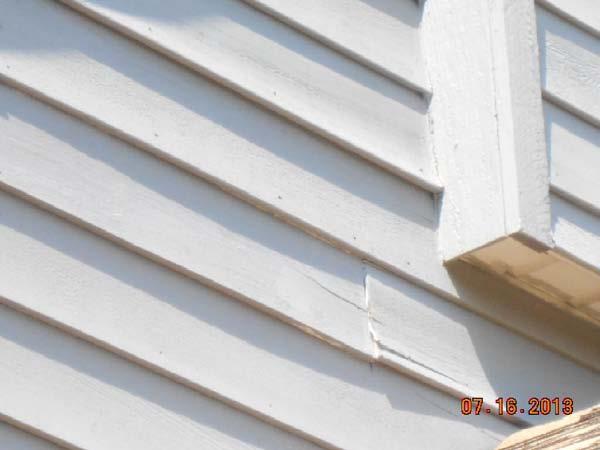 Page 3 of 23 EXTERIOR Siding Split clapboards and missing piece on the right